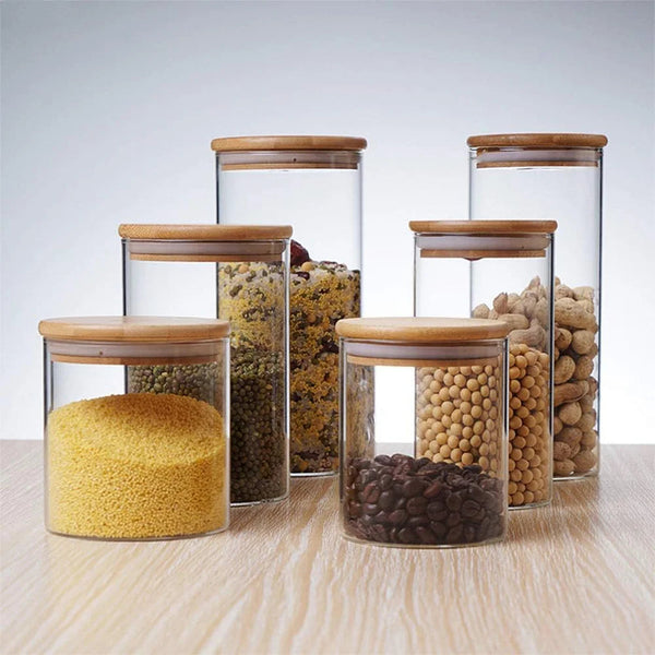 Bamboo Lid Glass Storage Jars