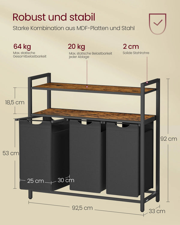 Schicker Wäschekorb mit Regalen