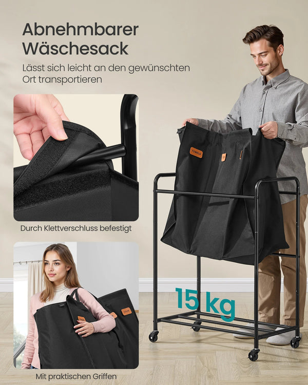 Rollbarer Wäschekorb mit Stil
