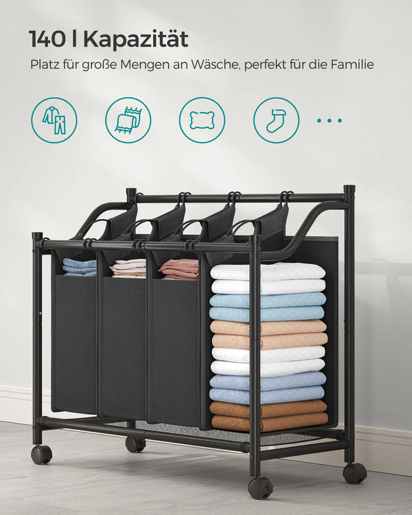 Praktischer Wäschesammler auf Rollen
