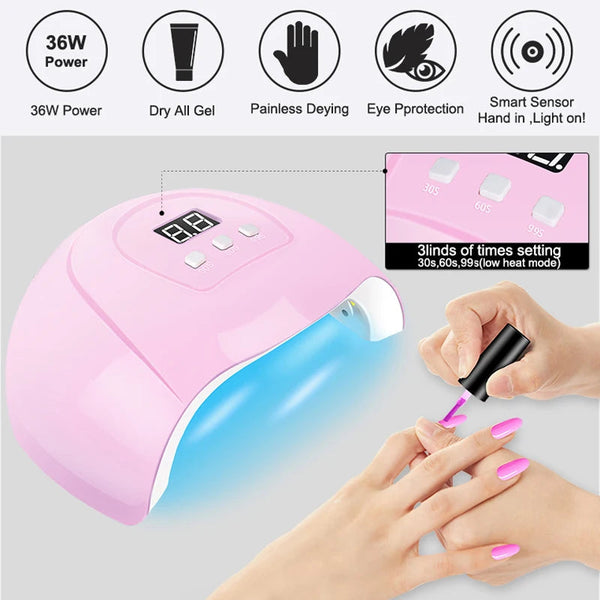 UV-Gel-Nagelset mit Lampe & Fräser – Inkl. Base/Top Coat & Zubehör MySalvora
