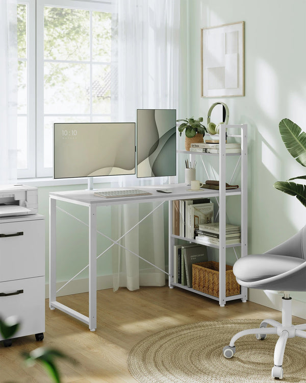 Flexibler Schreibtisch mit Regal