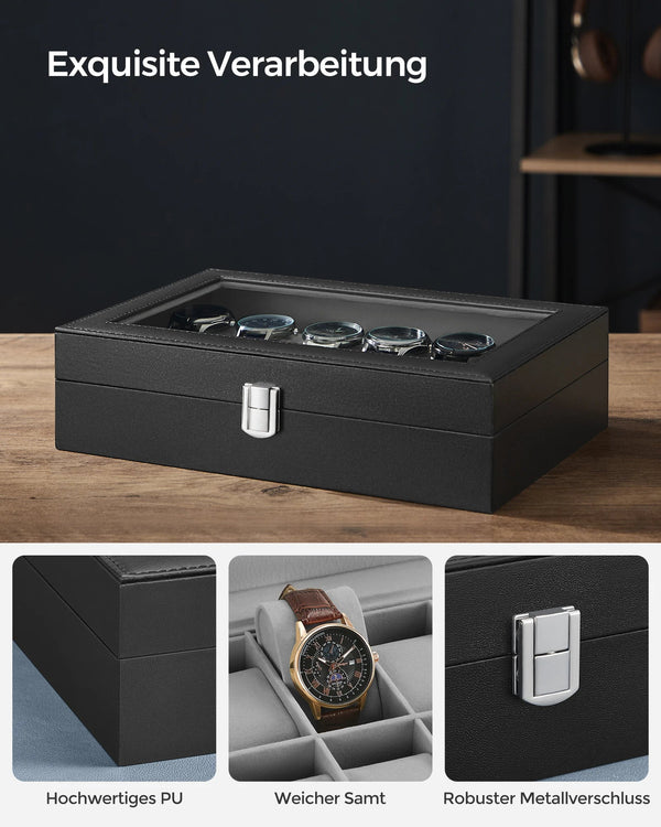 Elegante Uhrenbox mit Glasdeckel MySalvora