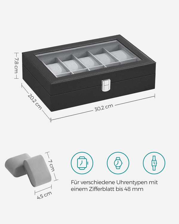 Elegante Uhrenbox mit Glasdeckel MySalvora