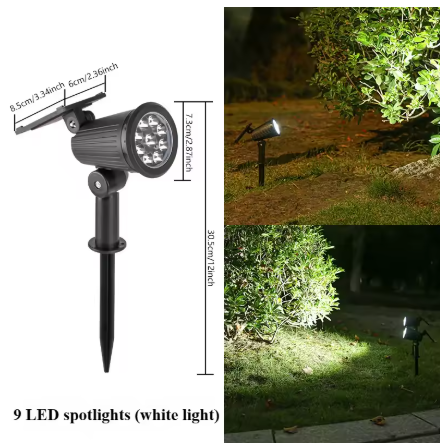 4er-Set Solar-LED-Spotlights – 9 LEDs, wasserdicht, für Garten & Wegbeleuchtung MySalvora