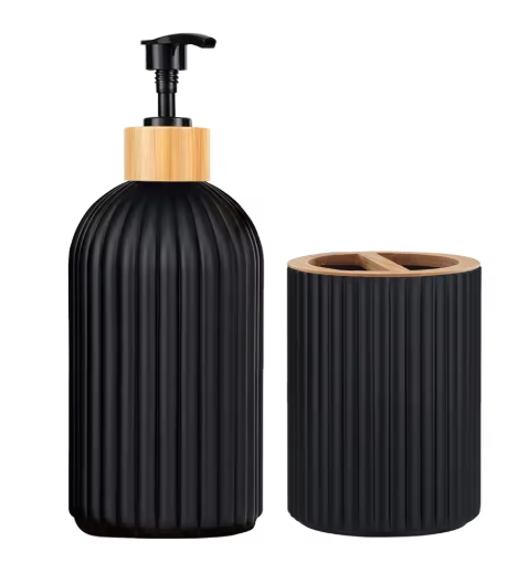 Multifunktionaler Badezimmer-Organizer – Seifenspender, Wattestäbchenbox & Zahnbürstenhalter – Modernes Design in Schwarz oder Weiß MySalvora