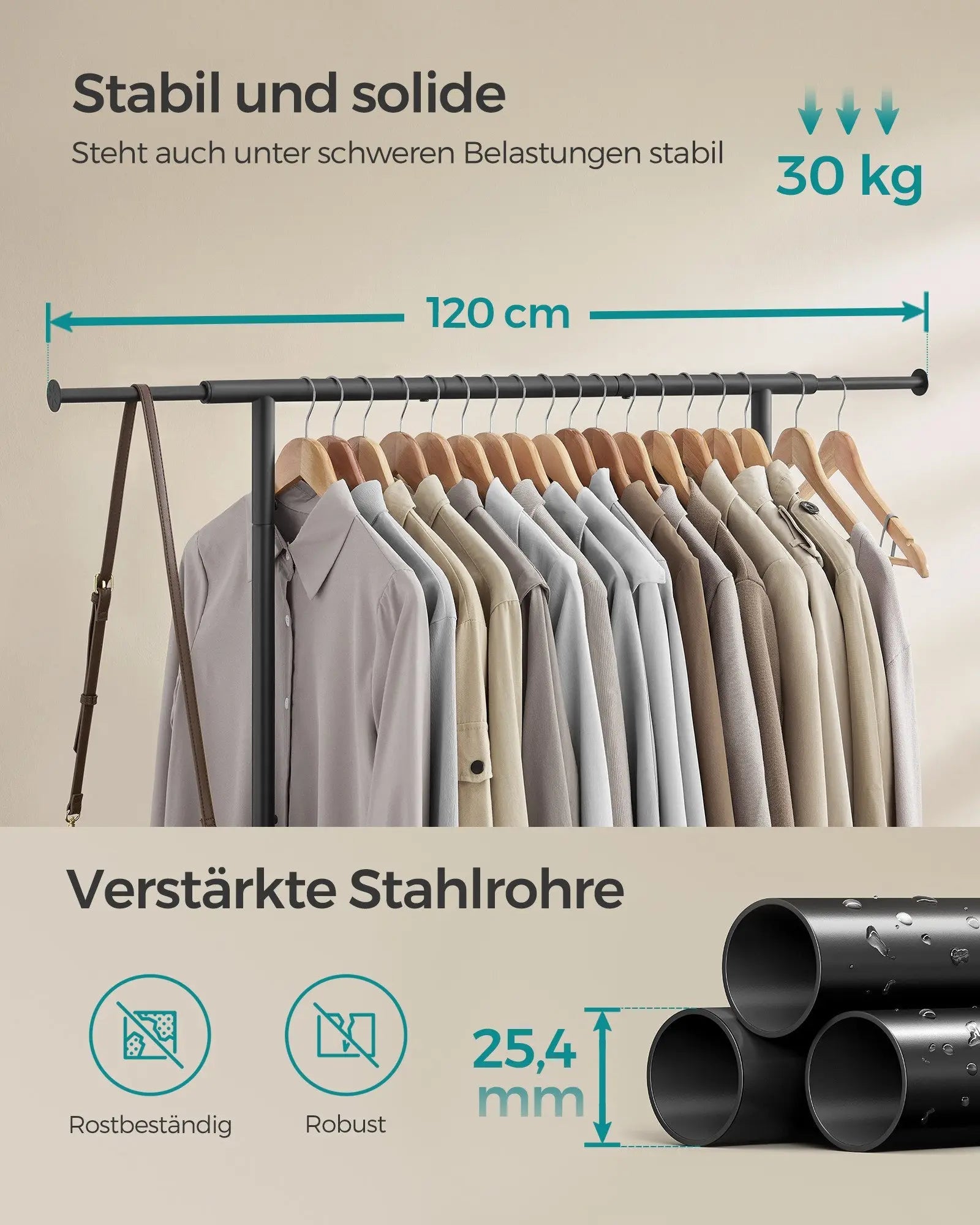 Flexibler Kleiderständer auf Rollen MySalvora