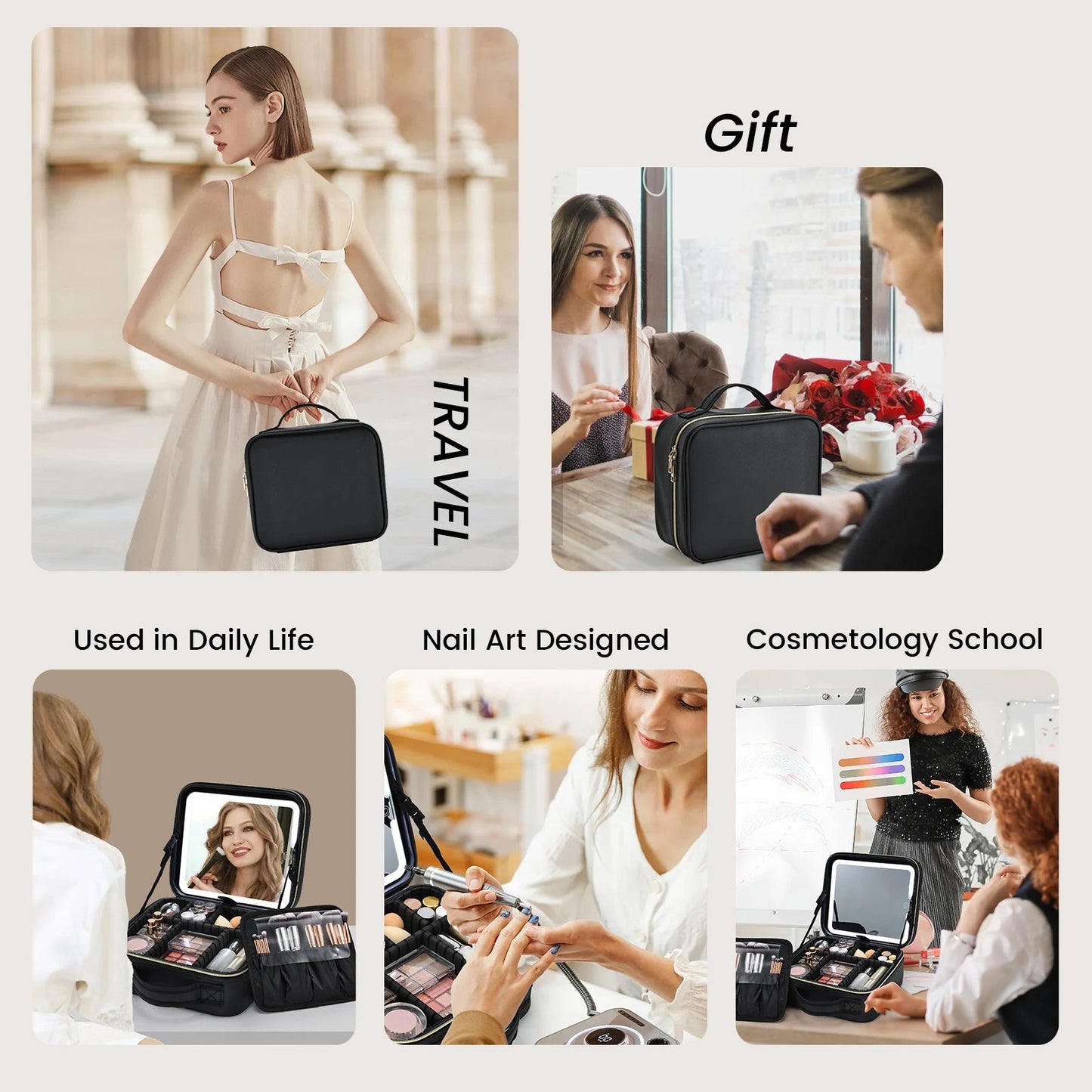 Schminktasche mit LED Spiegel MySalvora