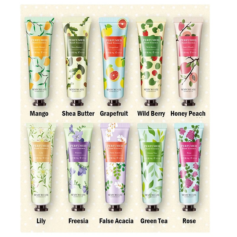10 Stück Fruchtige Blumen-Handcreme Set (30gr/Stück) MySalvora