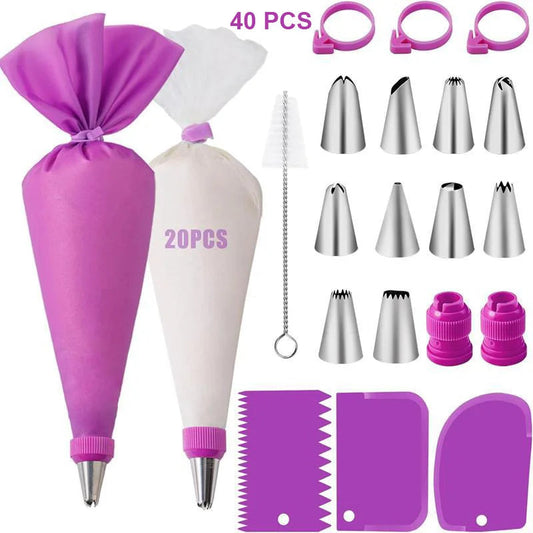 40-tlg. Silikon-Spritzbeutel-Set mit Edelstahldüsen MySalvora