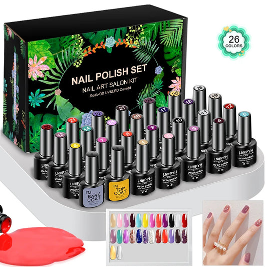 26 Farben Gel-Nagellack-Set, UV/LED, mit Base & Top Coat MySalvora