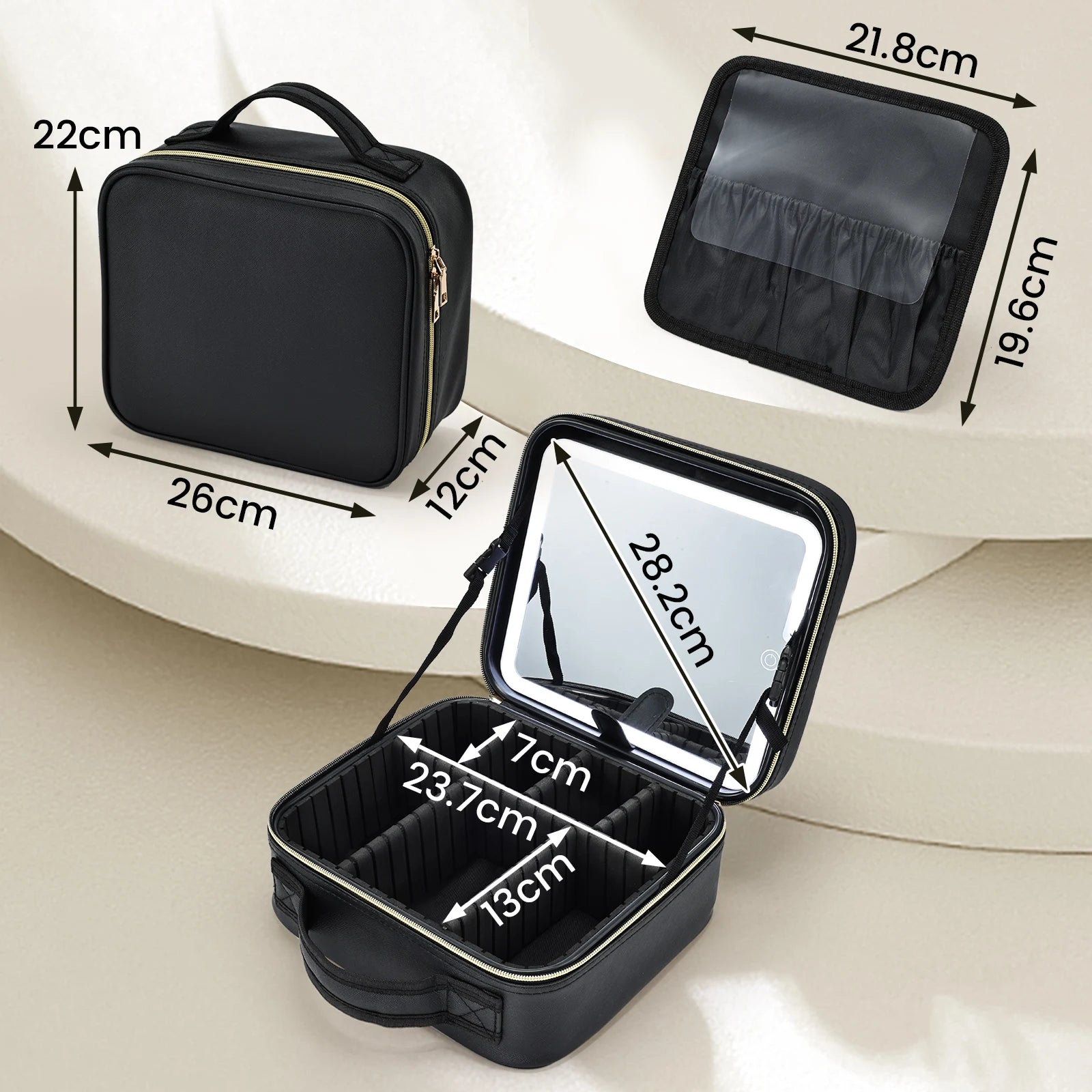 Schminktasche mit LED Spiegel MySalvora