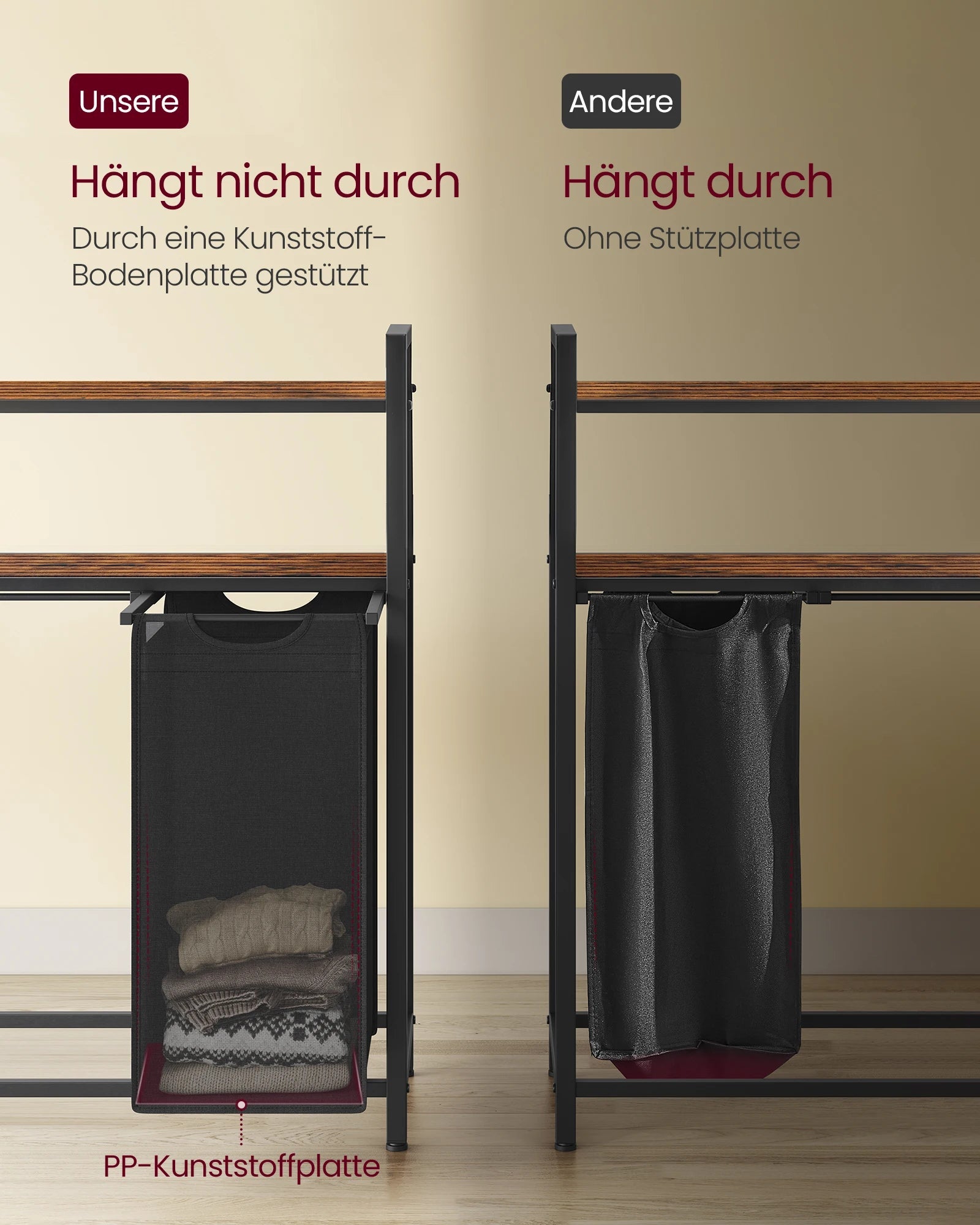 Schicker Wäschekorb mit Regalen MySalvora