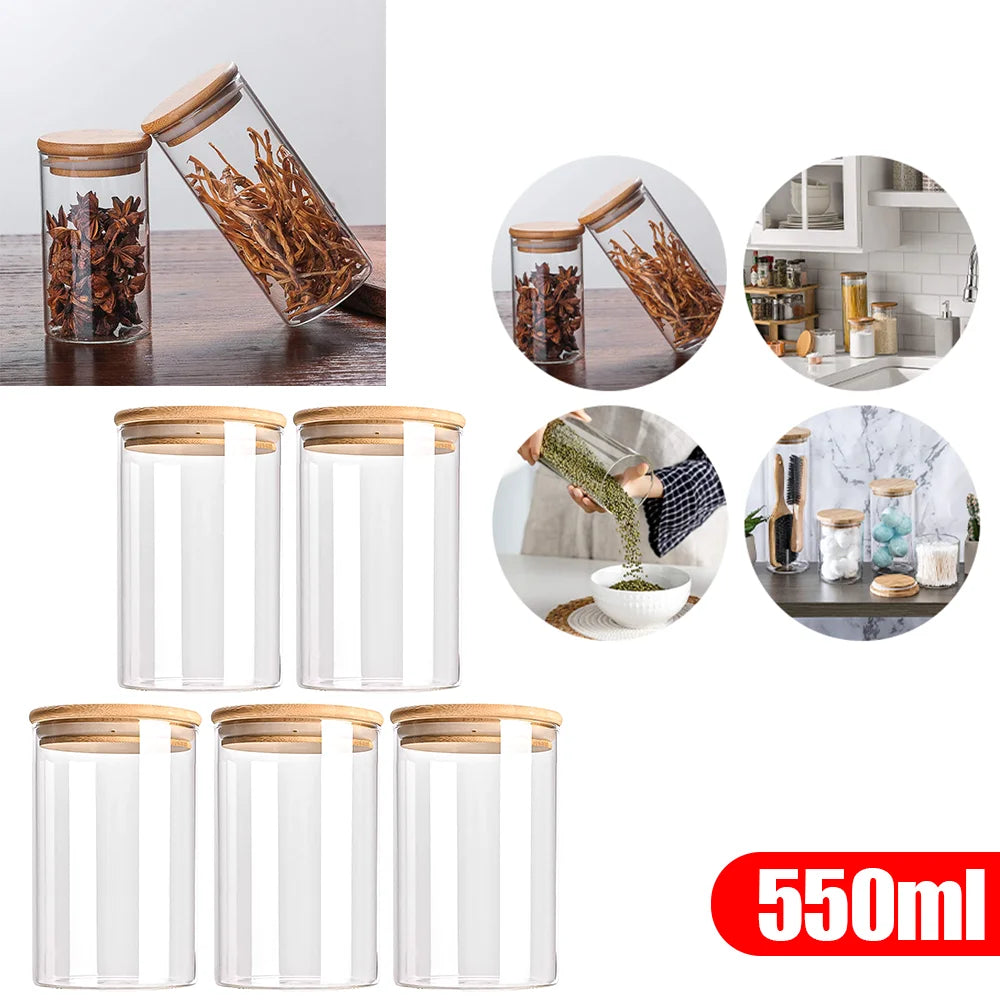 Bamboo Lid Glass Storage Jars MySalvora