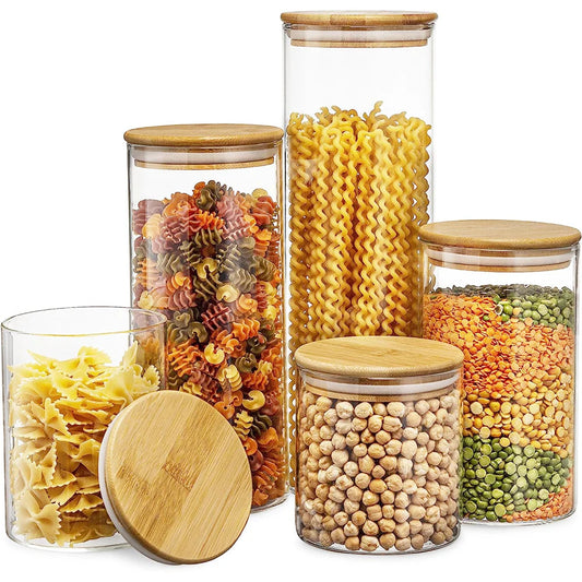 Bamboo Lid Glass Storage Jars MySalvora