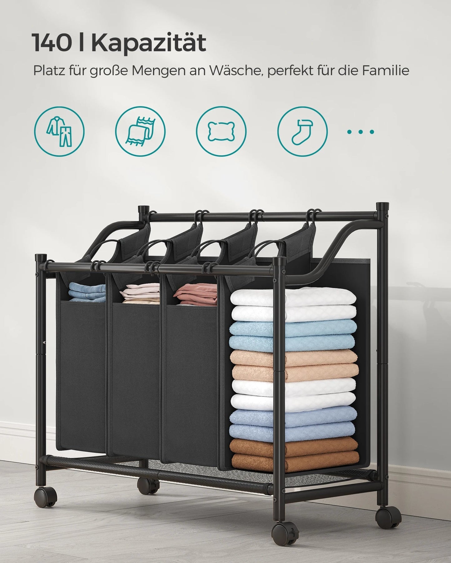 Praktischer Wäschesammler auf Rollen MySalvora