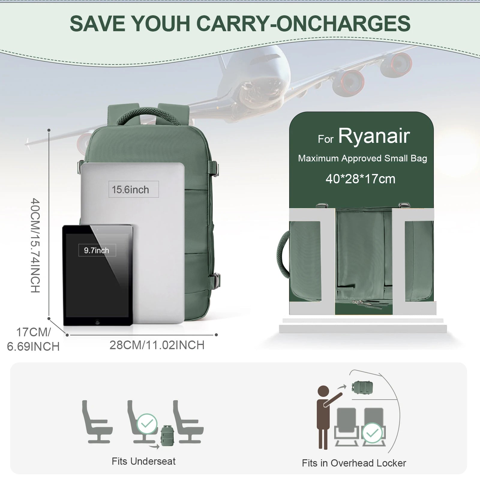 Ryanair Rucksack für Reisen MySalvora