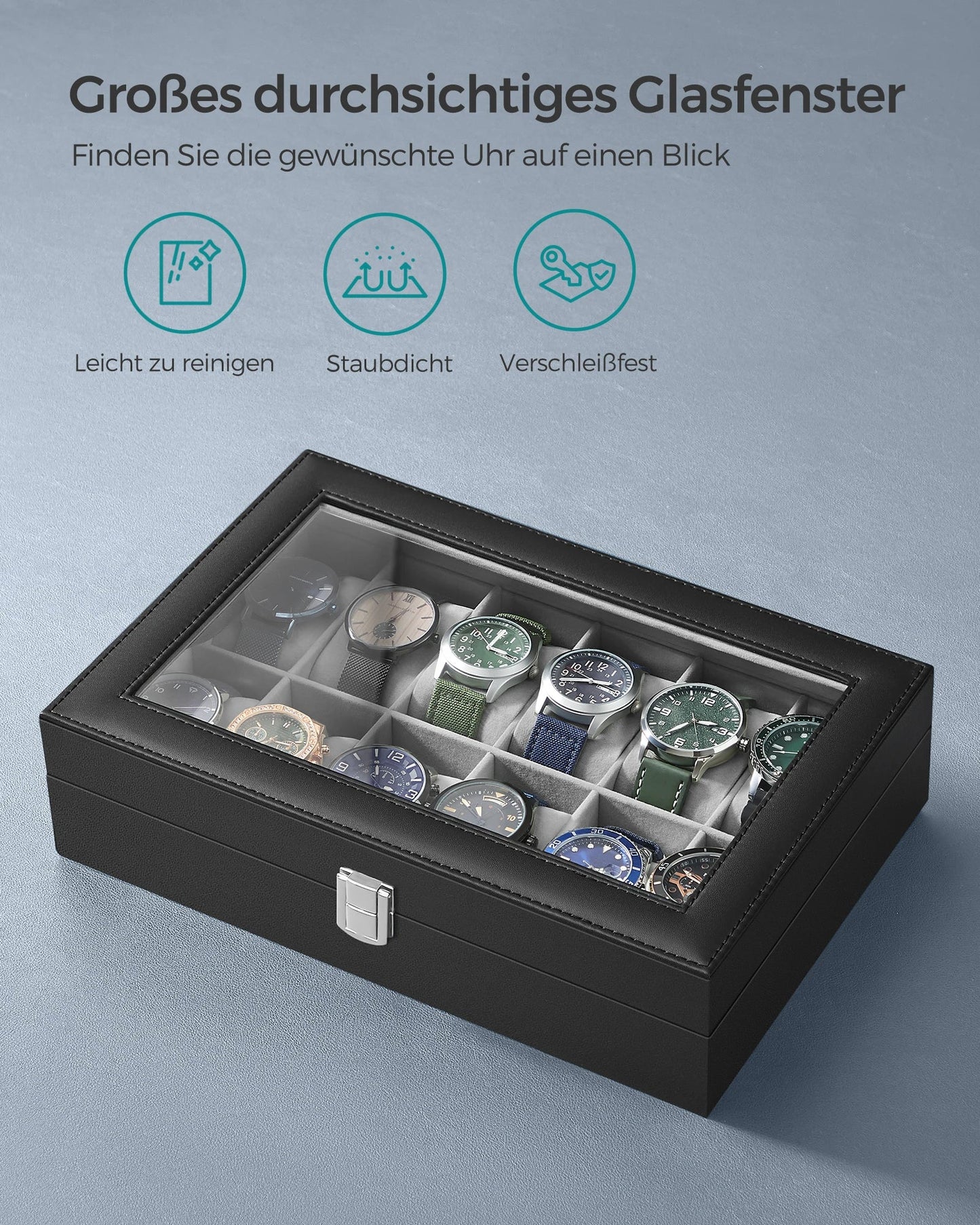 Elegante Uhrenbox mit Glasdeckel MySalvora