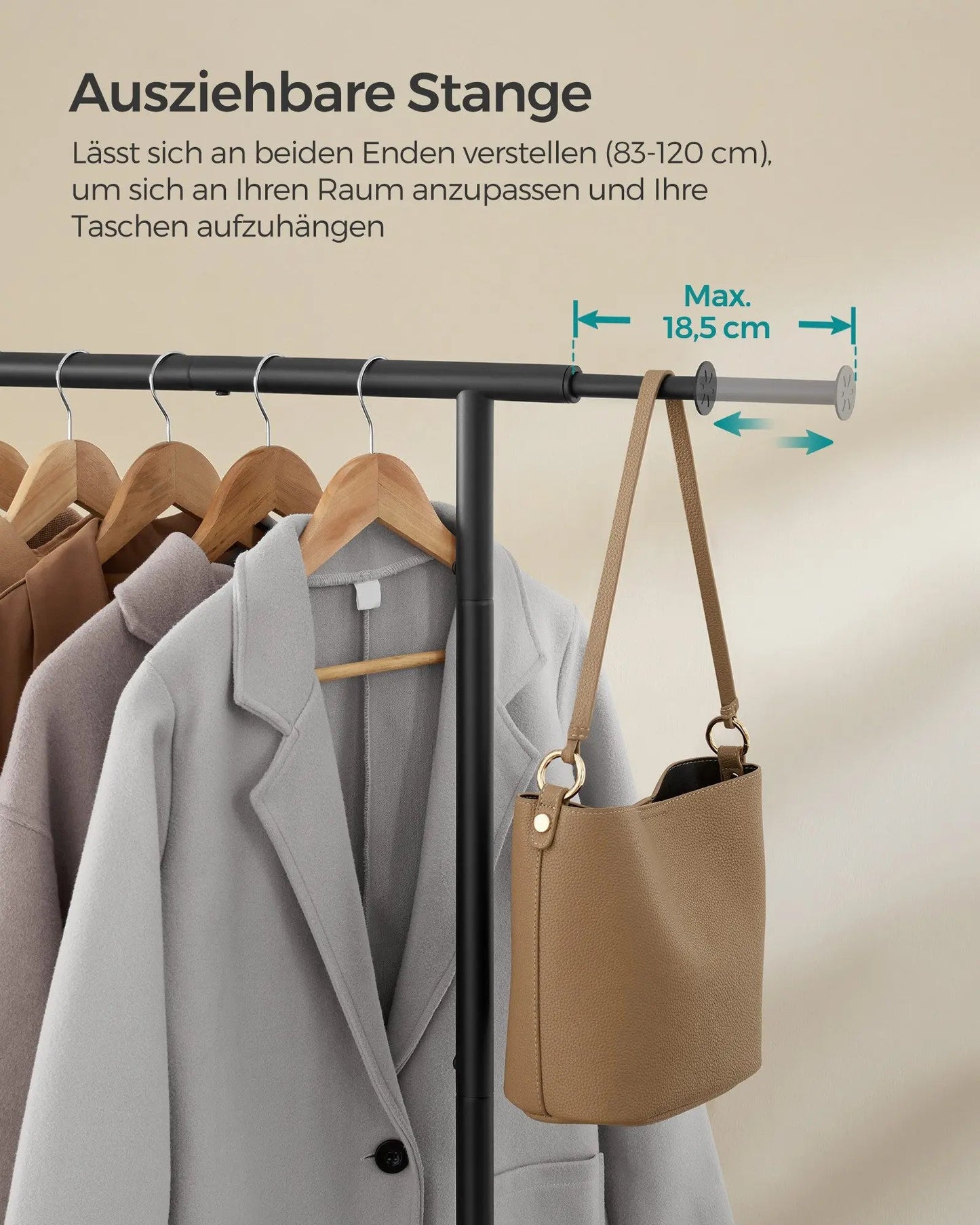 Flexibler Kleiderständer auf Rollen MySalvora