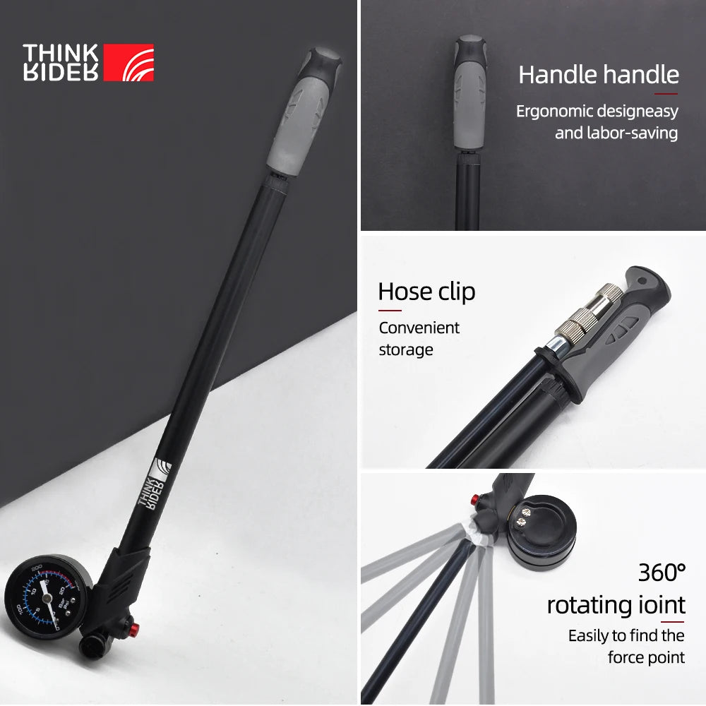 ThinkRider Kompakte Fahrradpumpe mit Manometer MySalvora