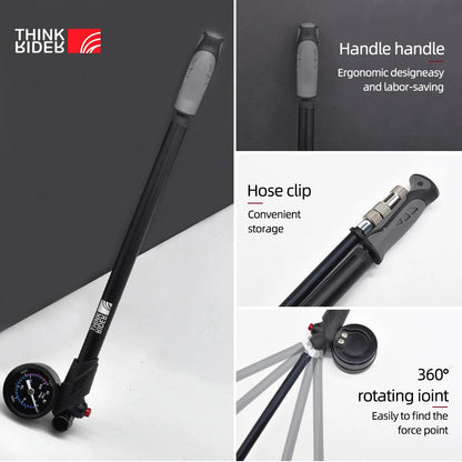 ThinkRider Kompakte Fahrradpumpe mit Manometer MySalvora