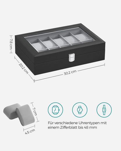 Elegante Uhrenbox mit Glasdeckel MySalvora