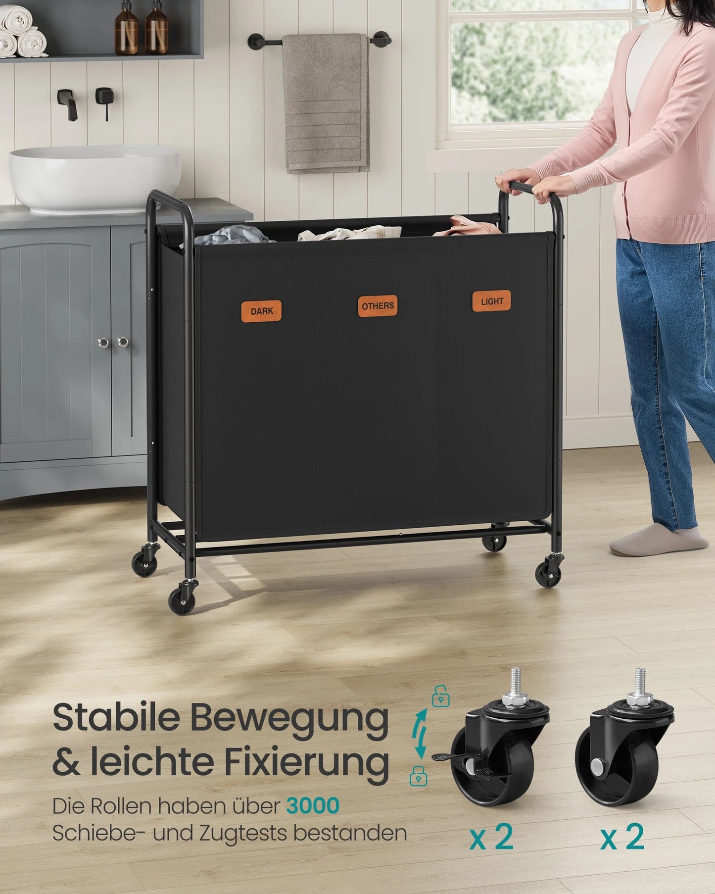 Rollbarer Wäschekorb mit Stil MySalvora