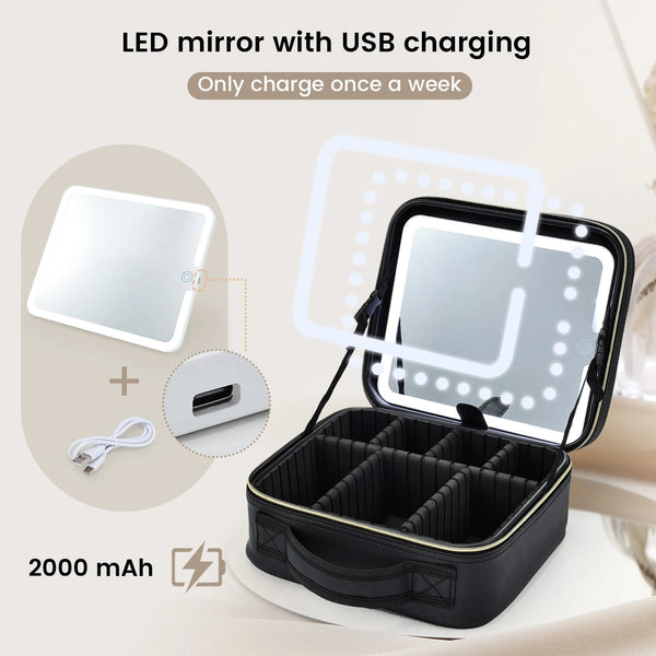 Schminktasche mit LED Spiegel MySalvora