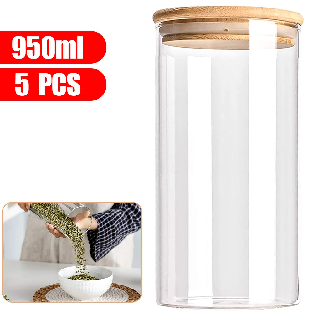 Bamboo Lid Glass Storage Jars MySalvora