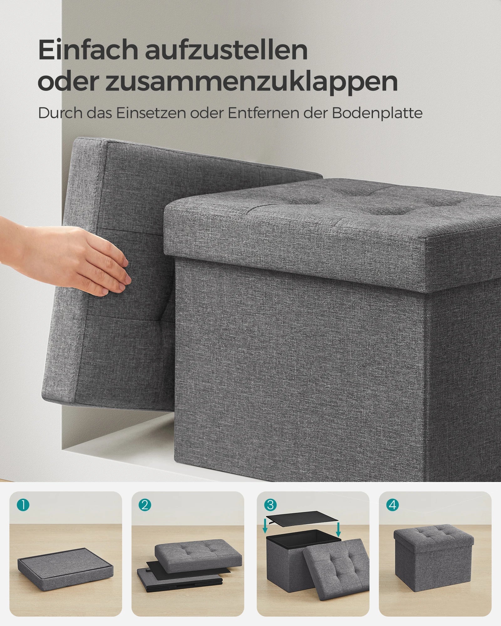Klappbarer Sitzwürfel mit Stauraum MySalvora