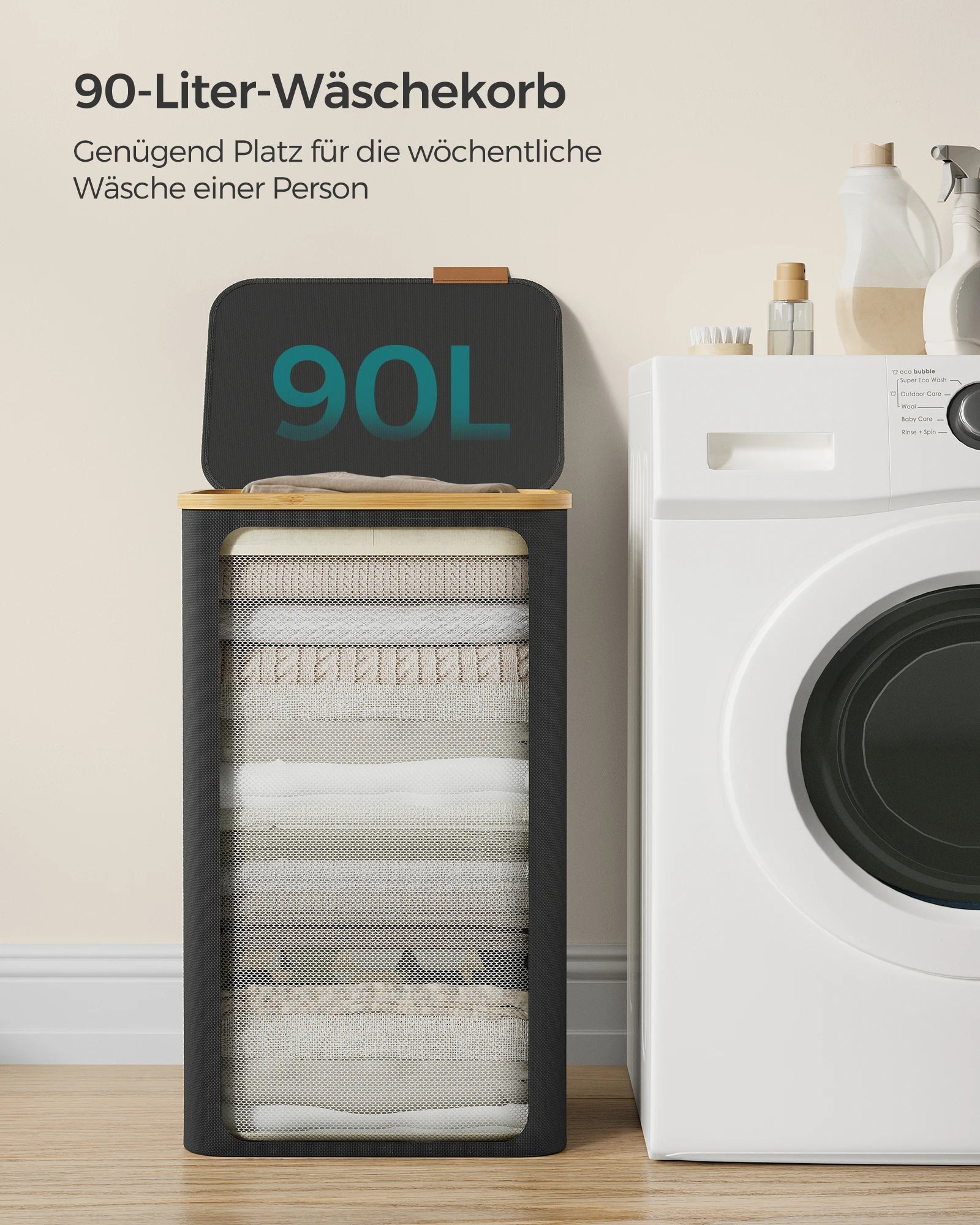 Eleganter Wäschekorb mit Deckel MySalvora