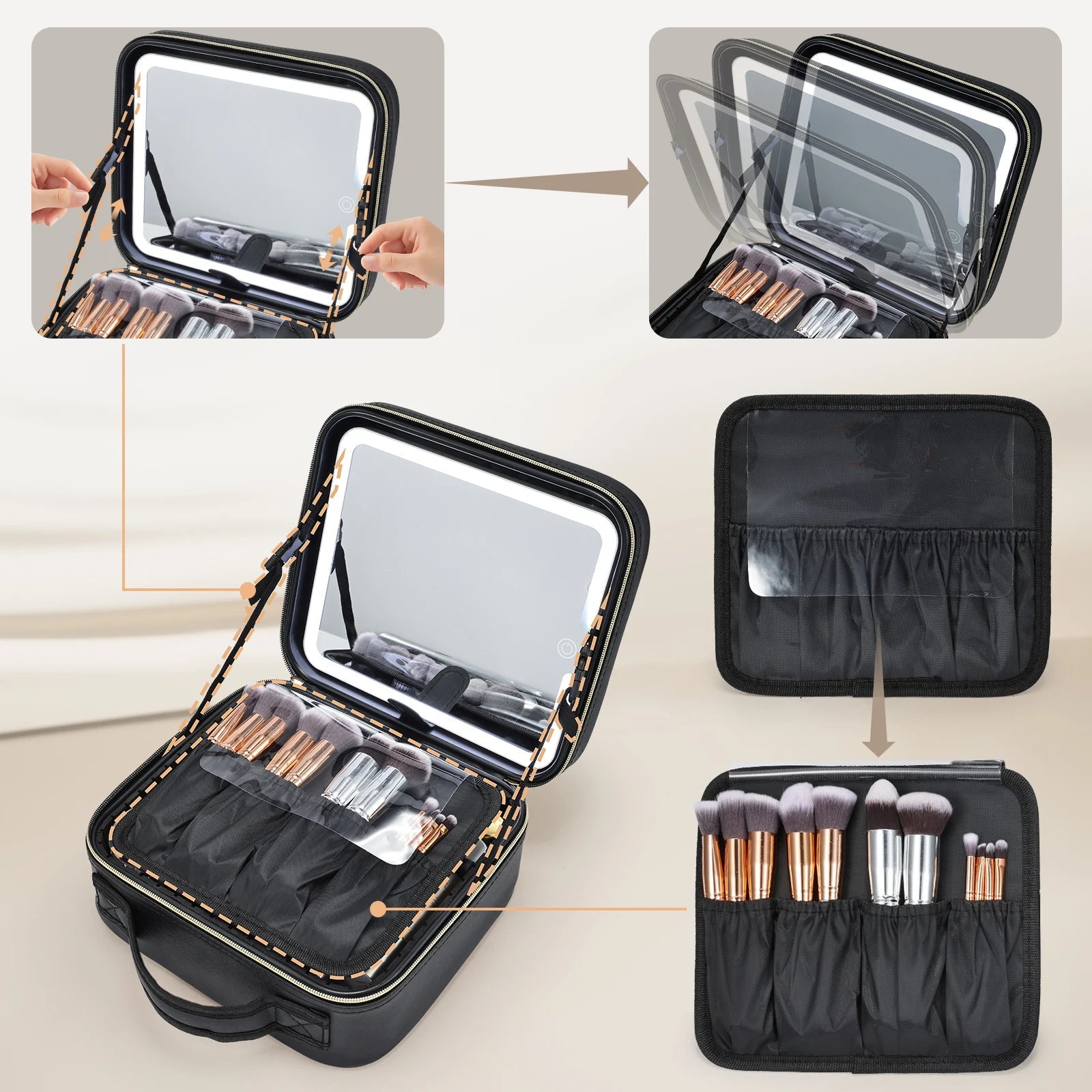 Schminktasche mit LED Spiegel MySalvora