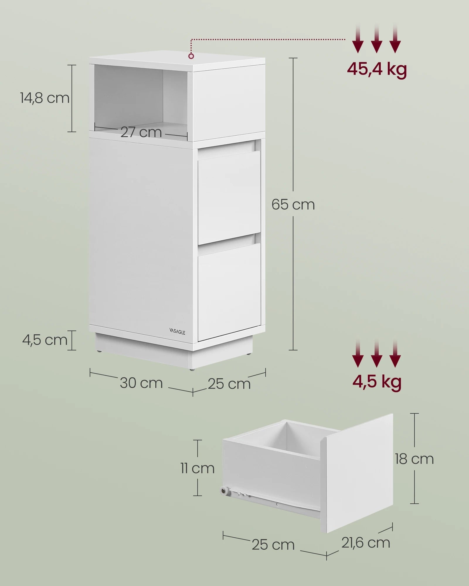Schlanker Nachttisch mit Schubladen MySalvora