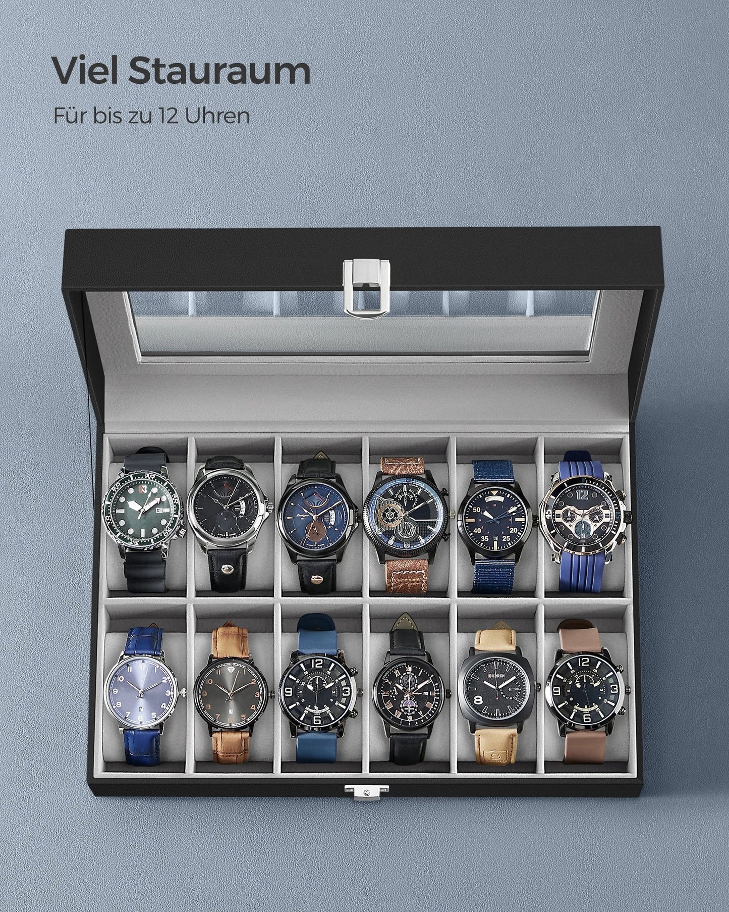 Elegante Uhrenbox mit Glasdeckel MySalvora