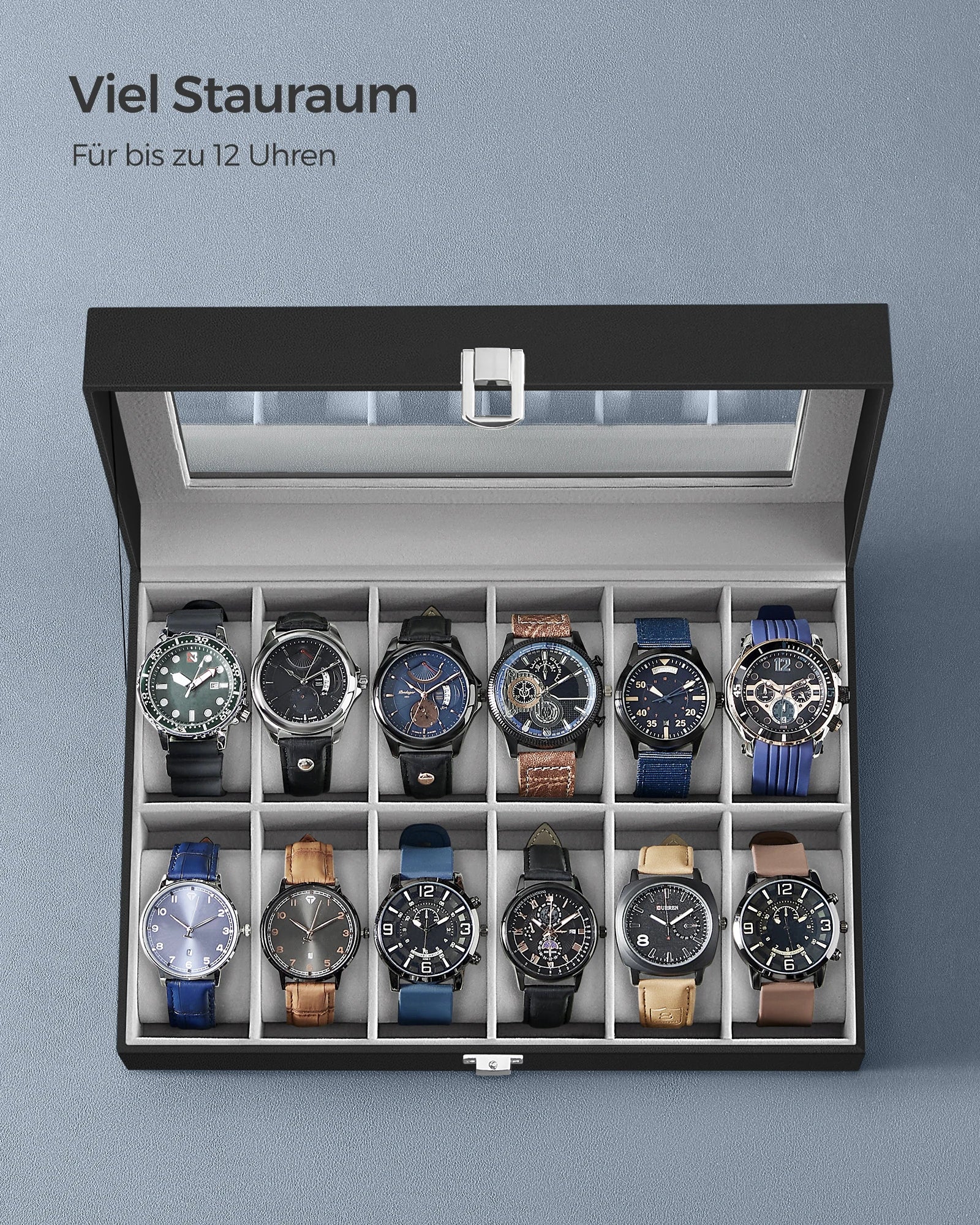 Elegante Uhrenbox mit Glasdeckel MySalvora