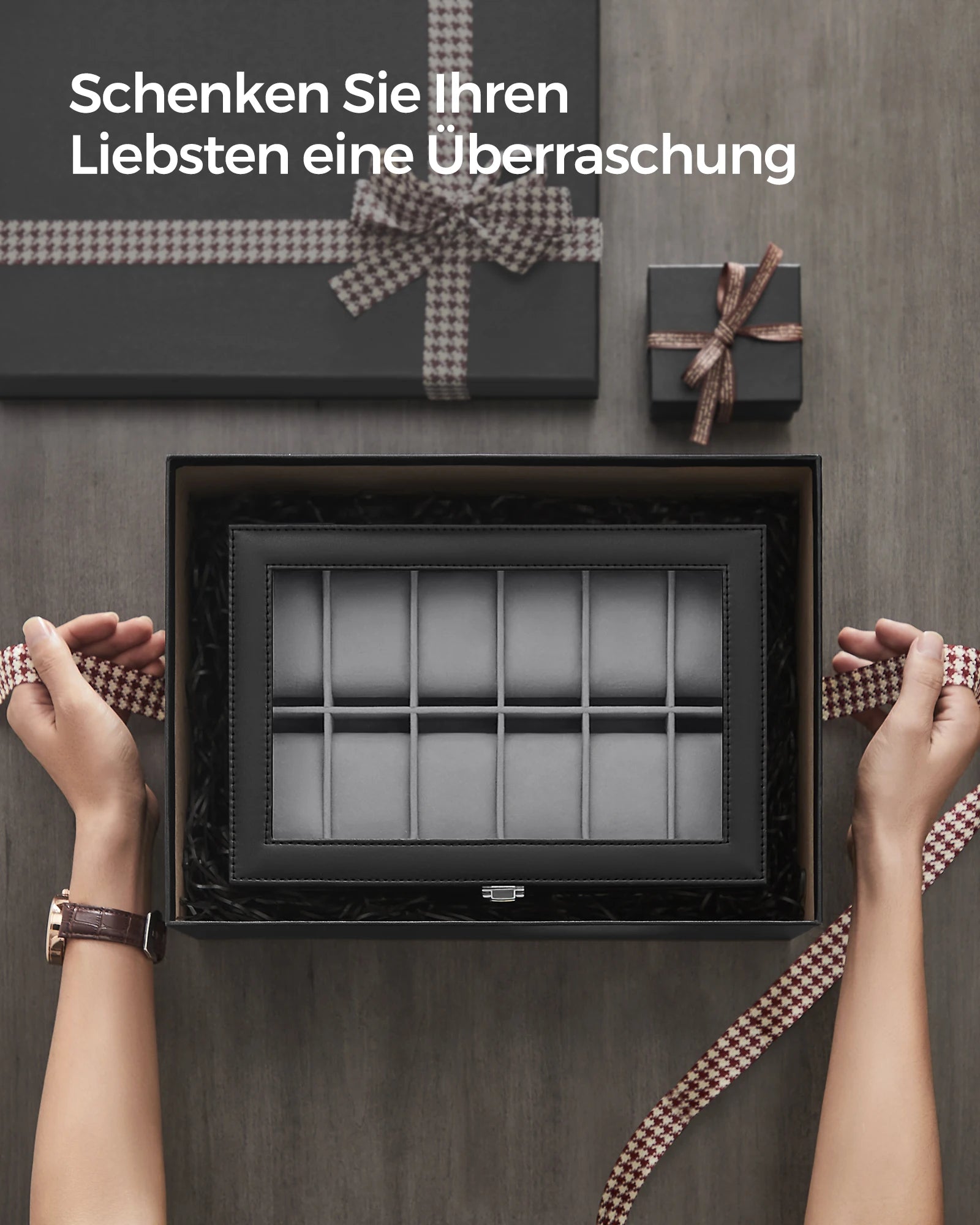 Elegante Uhrenbox mit Glasdeckel MySalvora