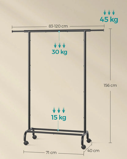 Flexibler Kleiderständer auf Rollen MySalvora